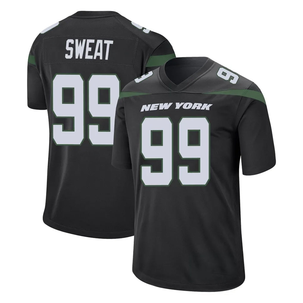 NY.Jets #99 T'Vondre Sweat Player Stealth Black Home Game Edoa Stitched Jerseys