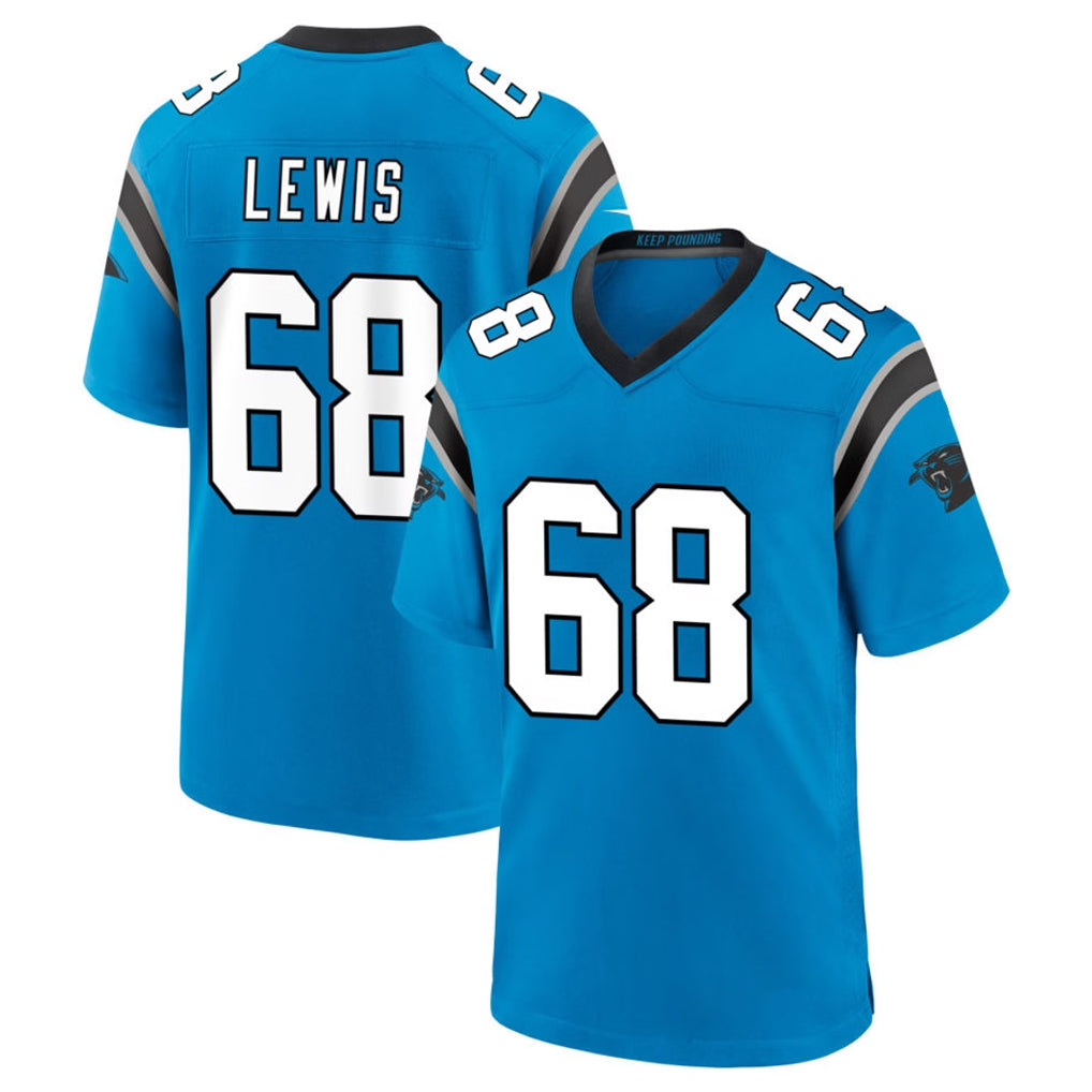 C.Panthers #68 Damien Lewis Player Blue Home Game Edoa Stitched Jerseys