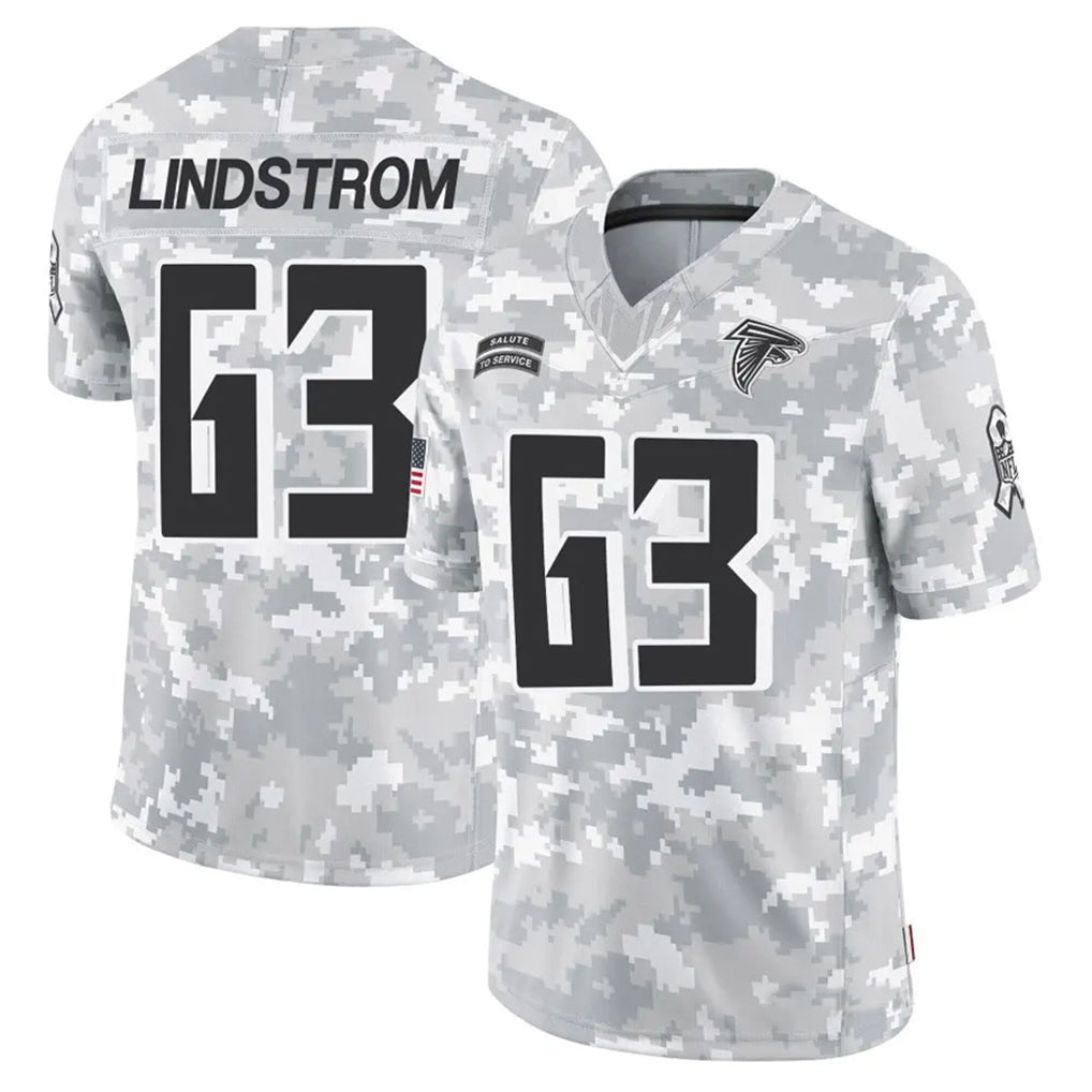 A.Falcons #63 Chris Lindstrom Player Arctic Camo Salute to Service Limited Edoa Stitched Jerseys