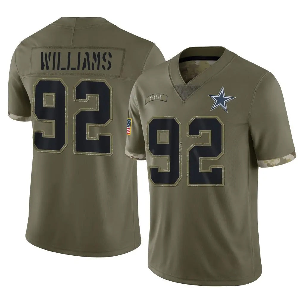 D.Cowboys #92 Quinnen Williams Player Olive Salute to Service Limited Game Edoa Stitched Jerseys