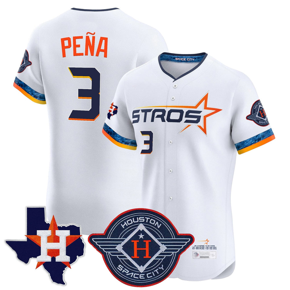 H.Astros #3 Jeremy Pe?a Player White City Connect Texas Patch Vapor Premier Limited Elite Home Edoa Stitched Jerseys