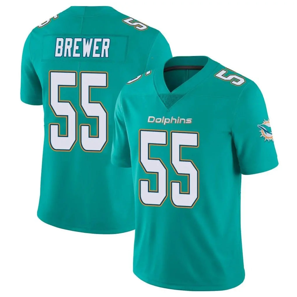 M.Dolphins #55 Aaron Brewer Player Aqua Limited Vapor Untouchable Home Game Edoa Stitched Jerseys