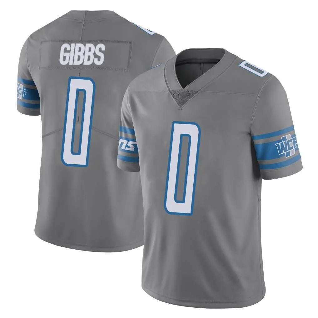 D.Lions #0 Jahmyr Gibbs Player Gray Vapor Untouchable Limited Home Game Edoa Stitched Jerseys