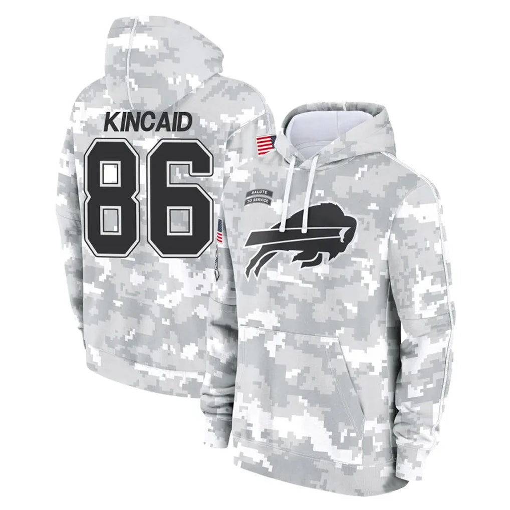 B.Bills #86 Dalton Kincaid Player Arctic Camo Salute to Service Hoodies Edoa Stitched Jerseys