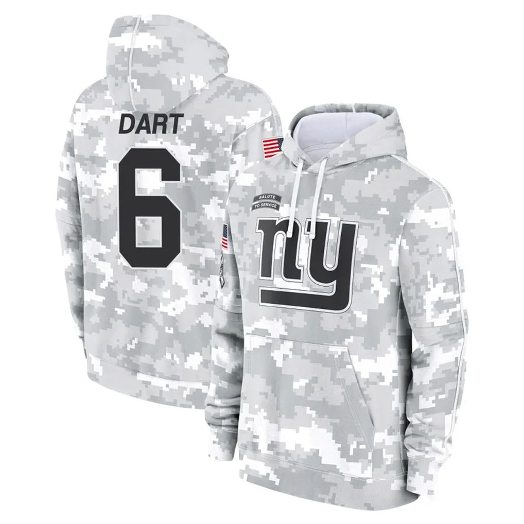 NY.Giants #6 Jaxson Dart Player Arctic Camo Salute to Service Pullover Hoodies Limited Game Edoa Stitched Jerseys