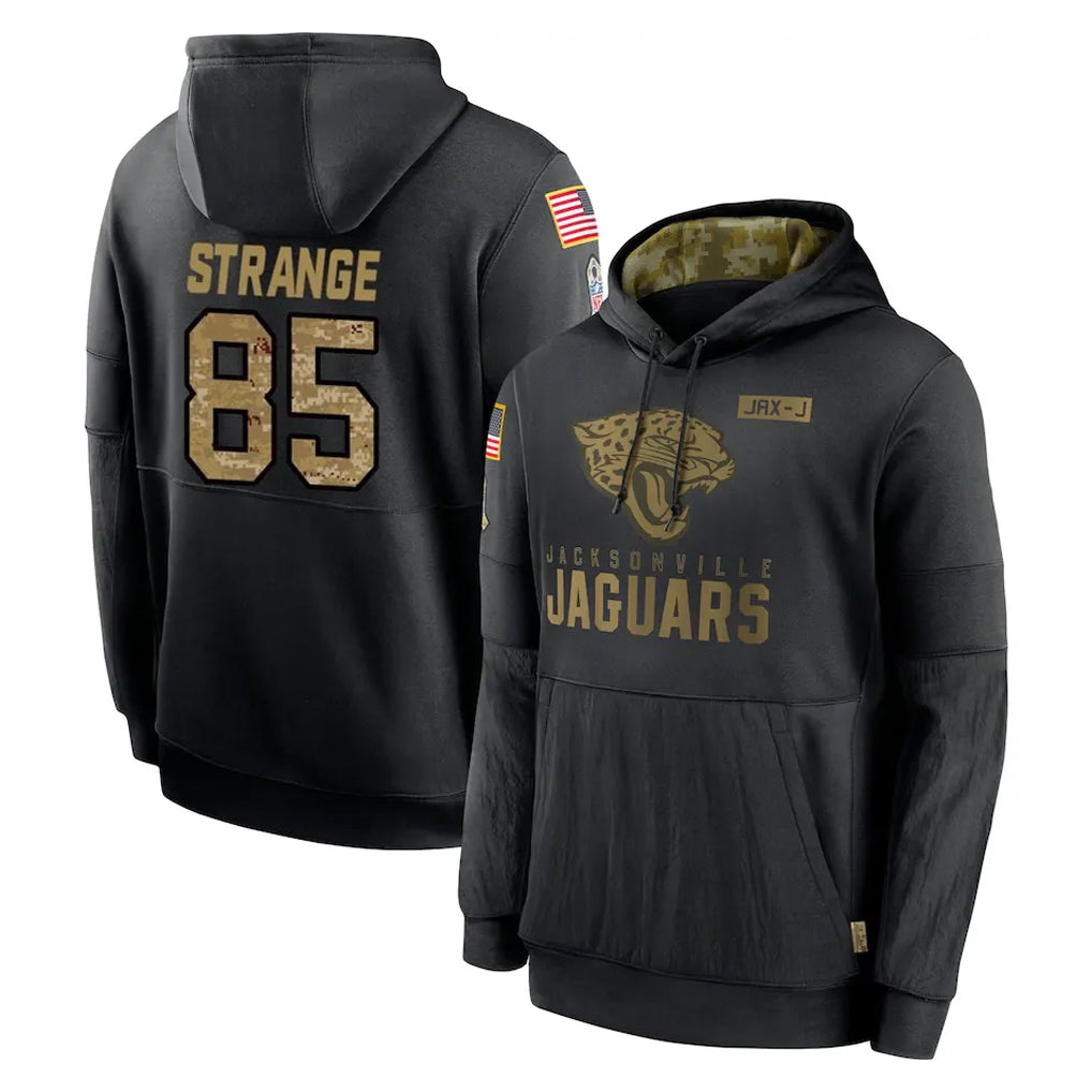 J.Jaguars #85 Brenton Strange Player Black Salute to Service Hoodies Limited Game Edoa Stitched Jerseys