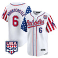 B.Orioles #6 Ryan Mountcastle Player White USA 250 Independence Day Vapor Premier Home Game Edoa Stitched Jerseys