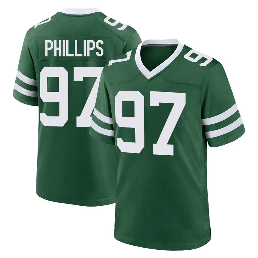 NY.Jets #97 Harrison Phillips Player Green Legacy Home Game Edoa Stitched Jerseys