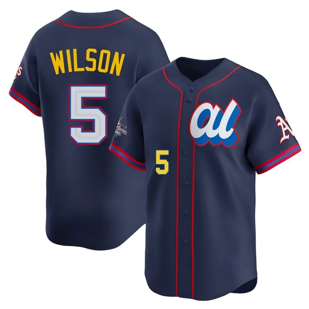 Athletics #5 Jacob Wilson Player Navy American League All-Star Edition Limited Game Edoa Stitched Jerseys