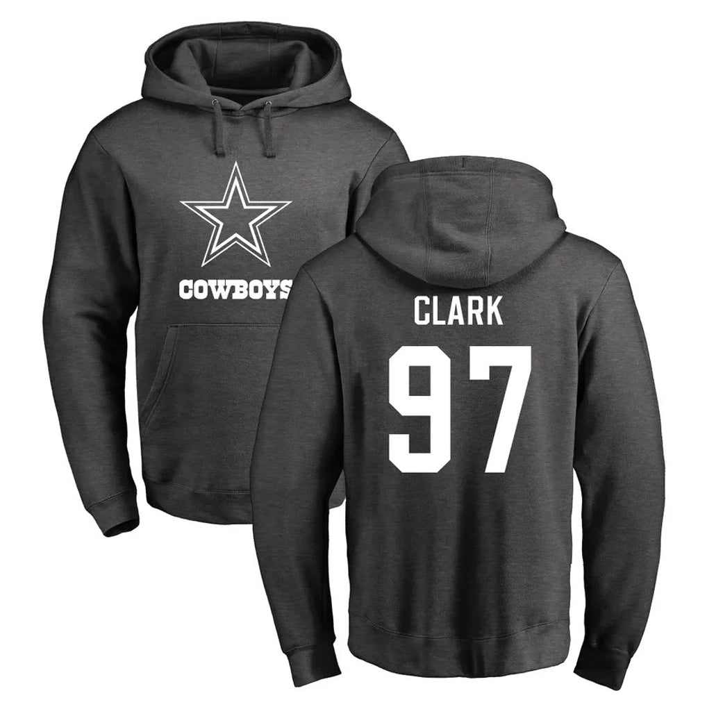 D.Cowboys #97 Kenny Clark Player Ash One Color Pullover Hoodie Limited Edoa Stitched Jerseys