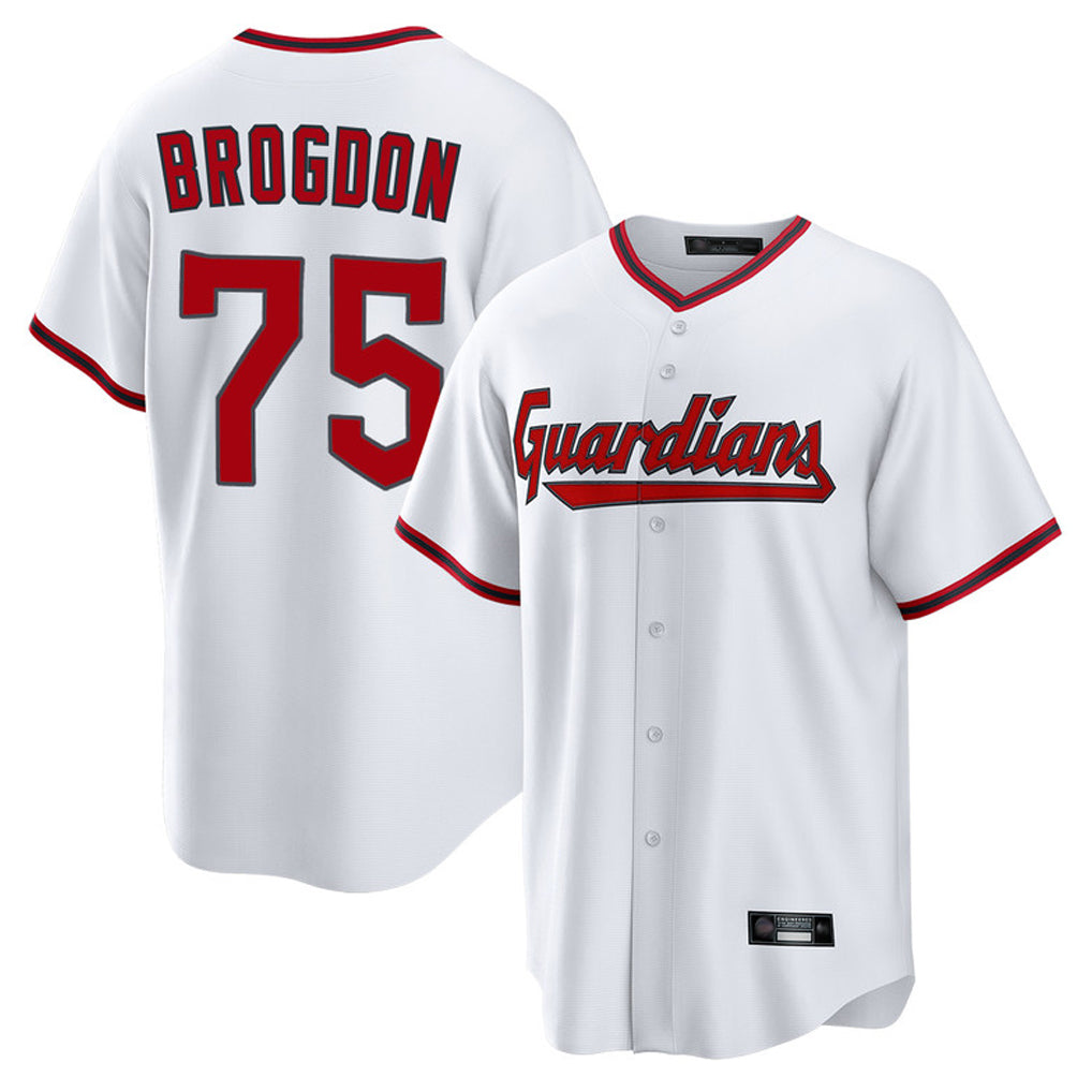C.Guardians #75 Connor Brogdon Player White Game Home Edoa Stitched Jerseys