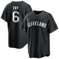 C.Guardians #6 David Fry Player Black Home Game Edoa Stitched Jerseys