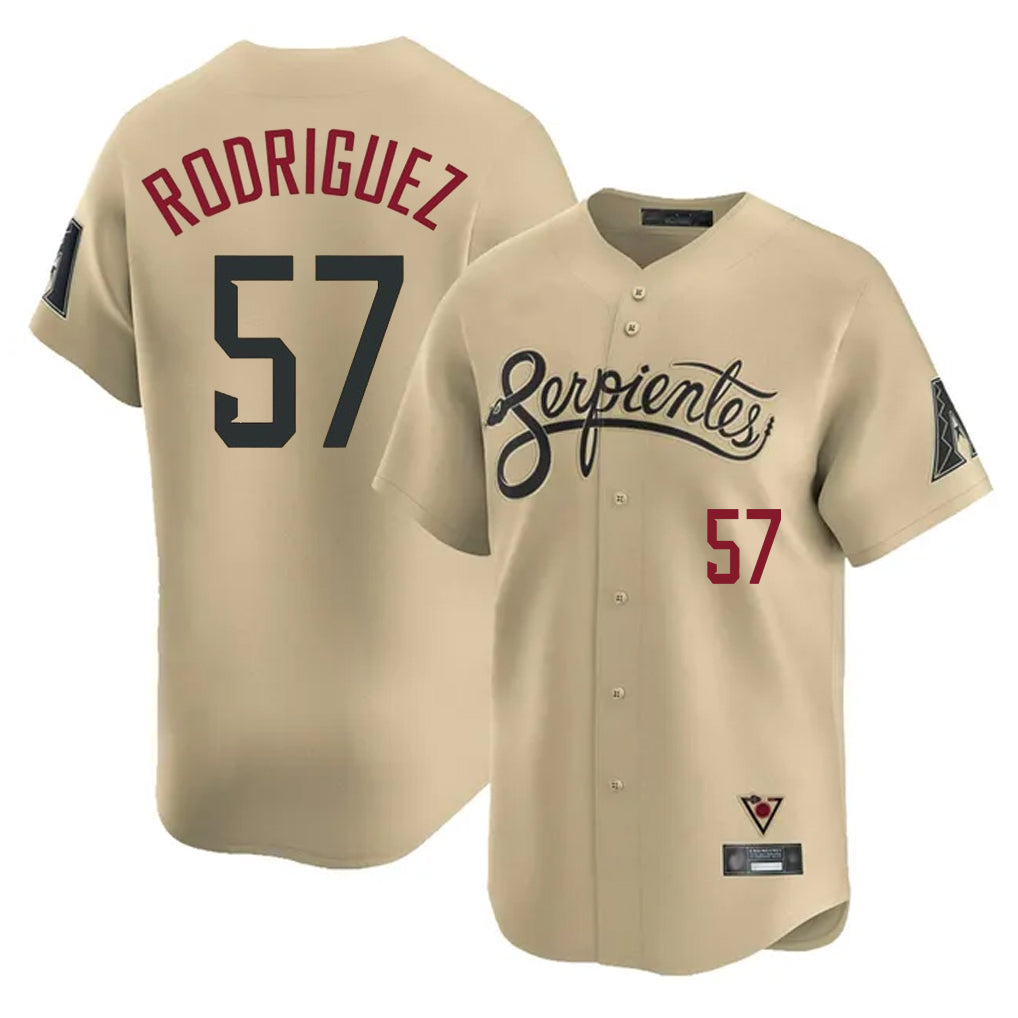 A.Diamondbacks #57 Eduardo Rodriguez Player Tan City Connect Limited Home Game Edoa Stitched Jerseys