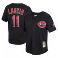 C.Reds #11 Barry Larkin Player Black Mitchell & Ness Throwback Cooperstown Mesh Game Edoa Stitched Jerseys