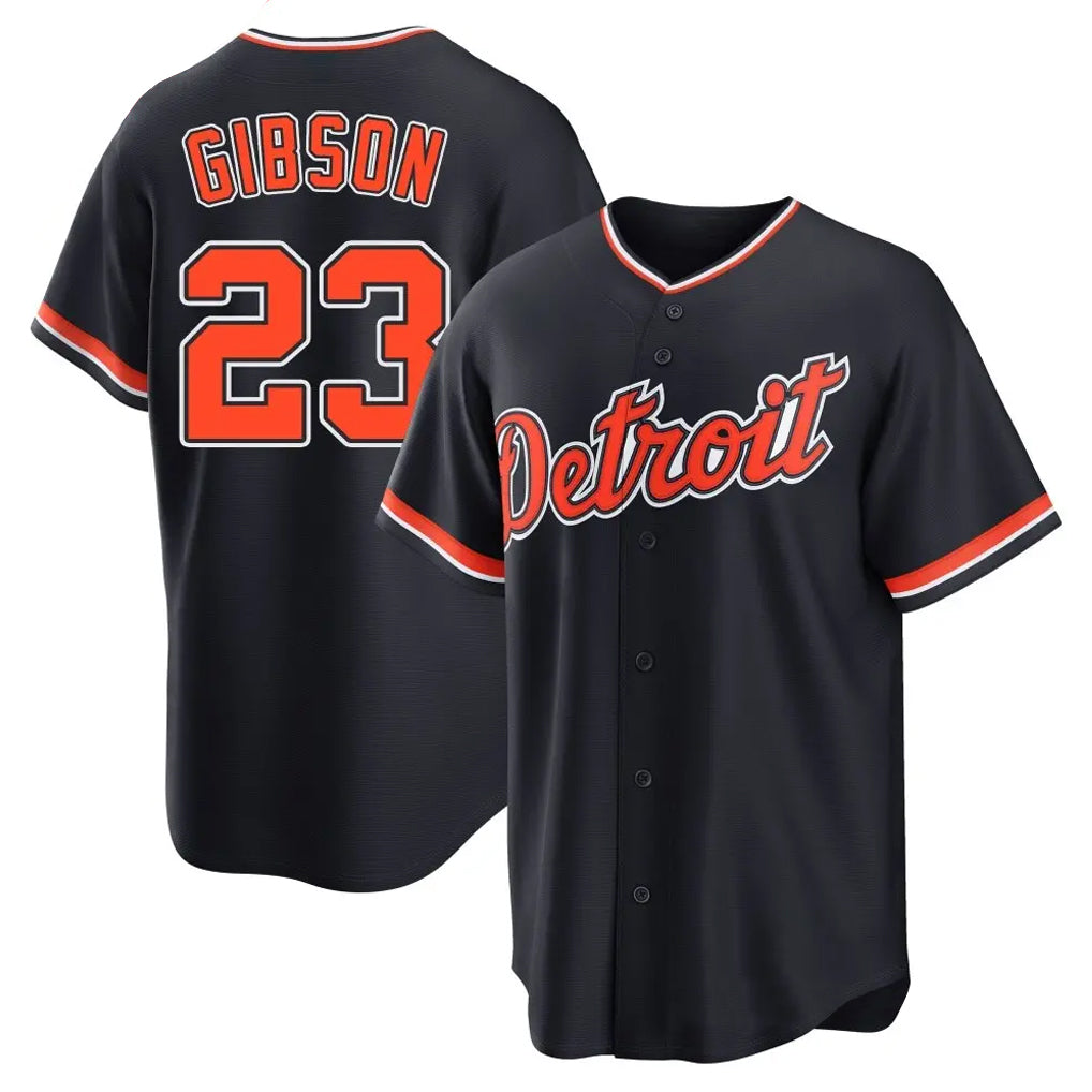 D.Tigers #23 Kirk Gibson Player Navy Home Game Edoa Stitched Jerseys