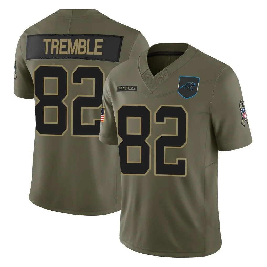 C.Panthers #82 Tommy Tremble Player Olive 2025 Salute to Service Limited Game Edoa Stitched Jerseys