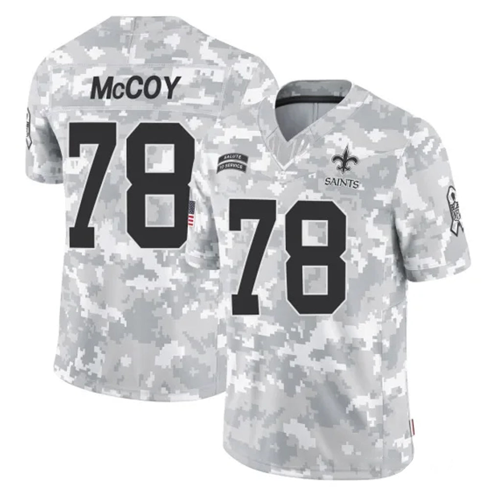 NO.Saints #78 Erik McCoy Player Arctic Camo Salute To Service Limited Game Edoa Stitched Jerseys
