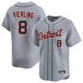 D.Tigers #8 Matt Vierling Player Gray Home Limited Edoa Stitched Jerseys