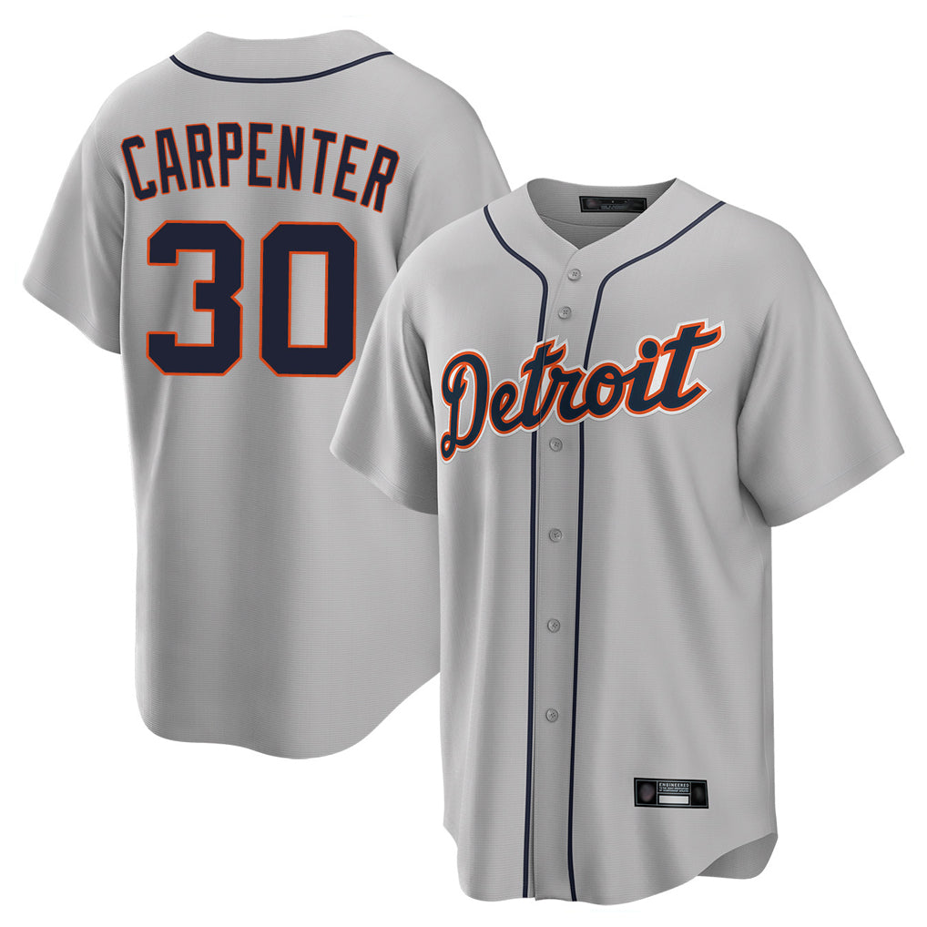 D.Tigers #30 Kerry Carpenter Player Gray Home Game Edoa Stitched Jerseys