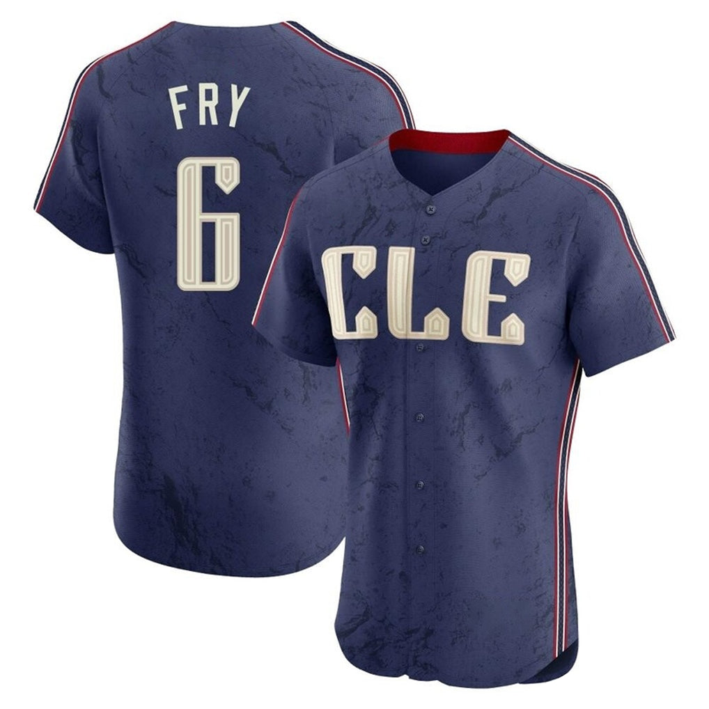 C.Guardians #6 David Fry Player Navy City Connect Limited Elite Home Edoa Stitched Jerseys