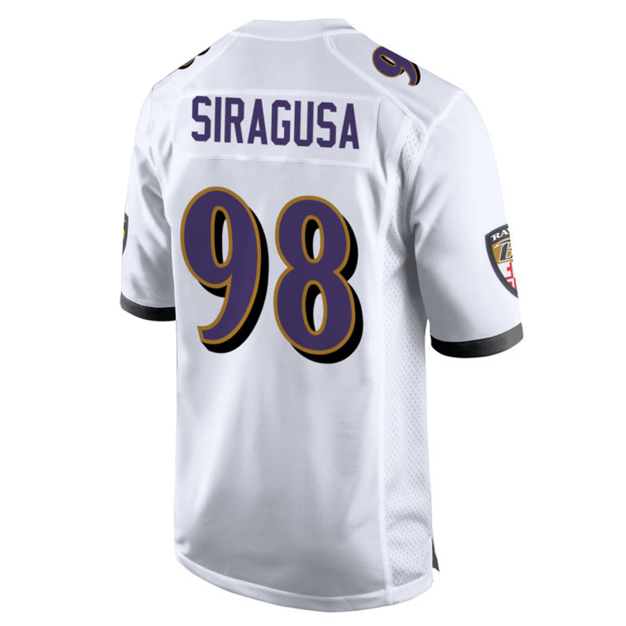 B.Ravens #98 Tony Siragusa Player White Alternate Home Game Edoa Stitched Jerseys