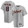 D.Tigers #8 Matt Vierling Player Gray Home Game Edoa Stitched Jerseys