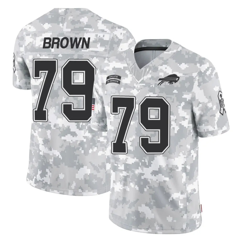 B.Bills #79 Spencer Brown Player Arctic Camo Salute to Service Limited Game Edoa Stitched Jerseys