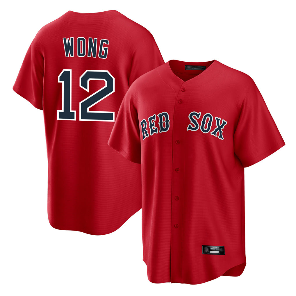 B.Red Sox #12 Connor Wong Player Red Home Game Edoa Stitched Jerseys
