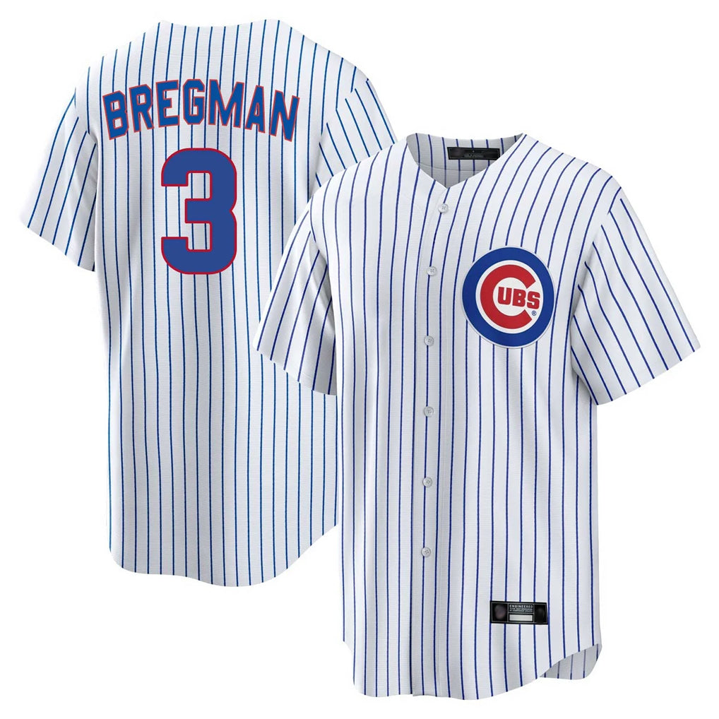 C.Cubs #3 Alex Bregman Player White Game Home Edoa Stitched Jerseys
