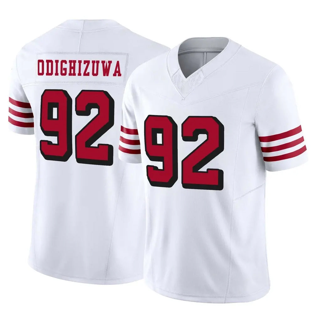 SF.49ers #92 Osa Odighizuwa Player White Limited Alternate Vapor F.U.S.E. Home Game Edoa Stitched Jerseys
