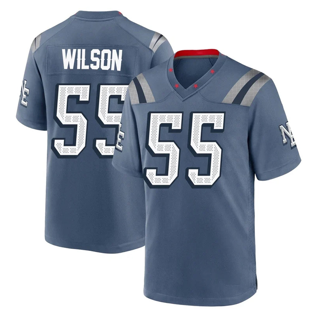 NE.Patriots #55 Jared Wilson Player Blue Rivalries Collection Home Game Edoa Stitched Jerseys