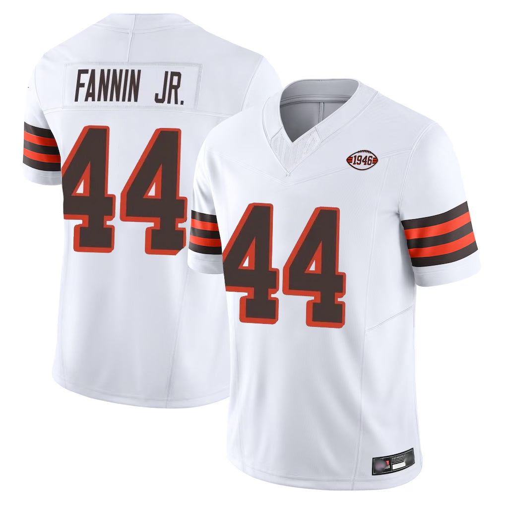 C.Browns #44 Harold Fannin Jr. Player White Limited Vapor F.U.S.E. Alternate Game Edoa Stitched Jerseys