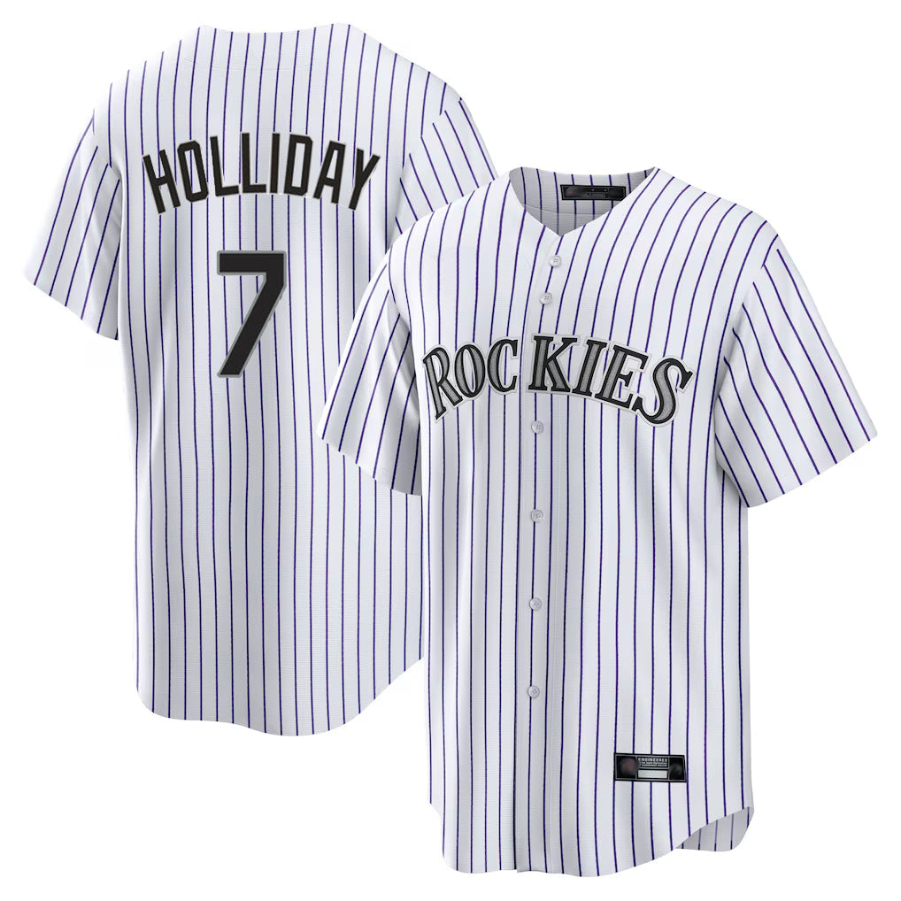 C.Rockies #7 Matt Holliday Player White Game Home Edoa Stitched Jerseys