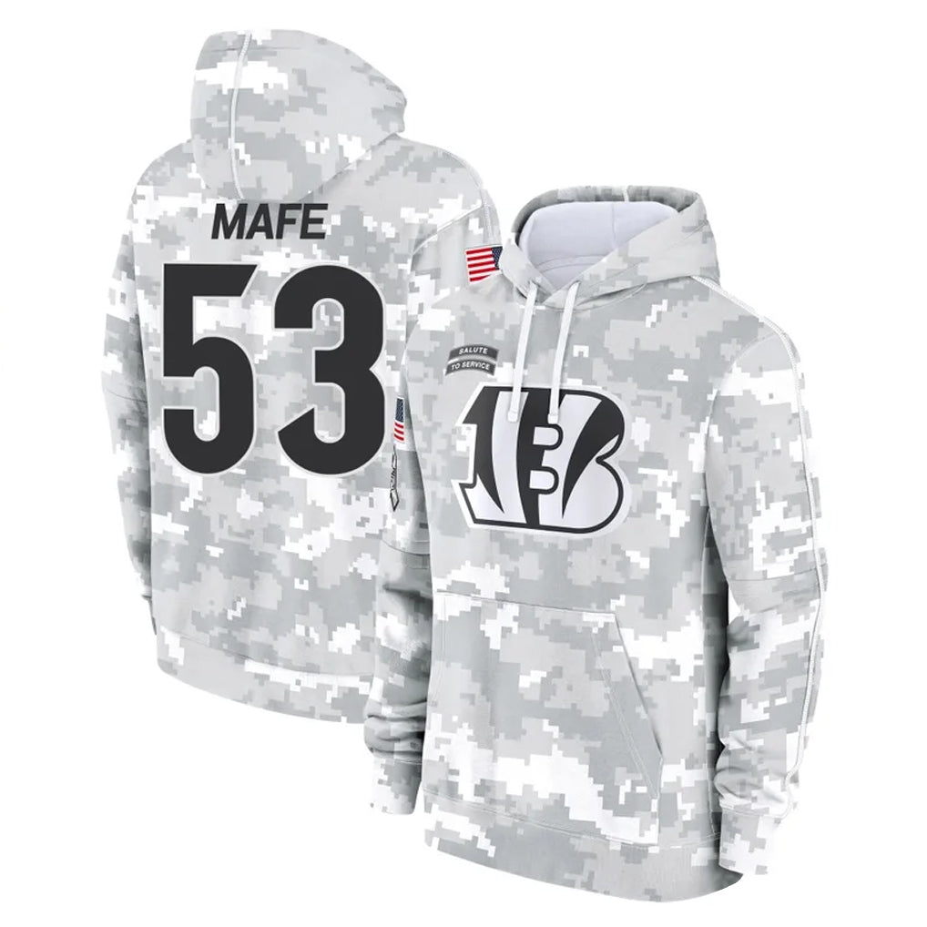 C.Bengals #53 Boye Mafe Player Arctic Camo Salute to Service Pullover Hoodie Limited Edoa Stitched Jerseys