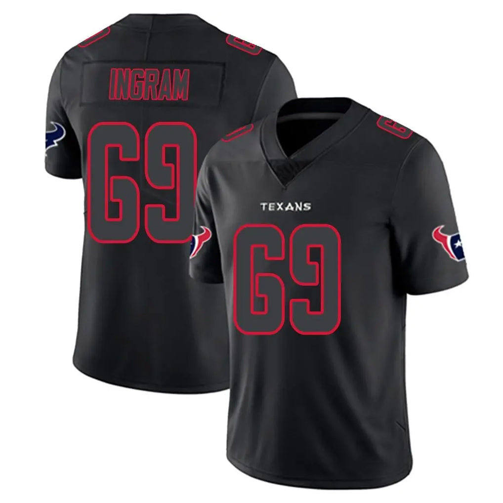 H.Texans #69 Ed Ingram Player Black Impact Limited Game Edoa Stitched Jerseys