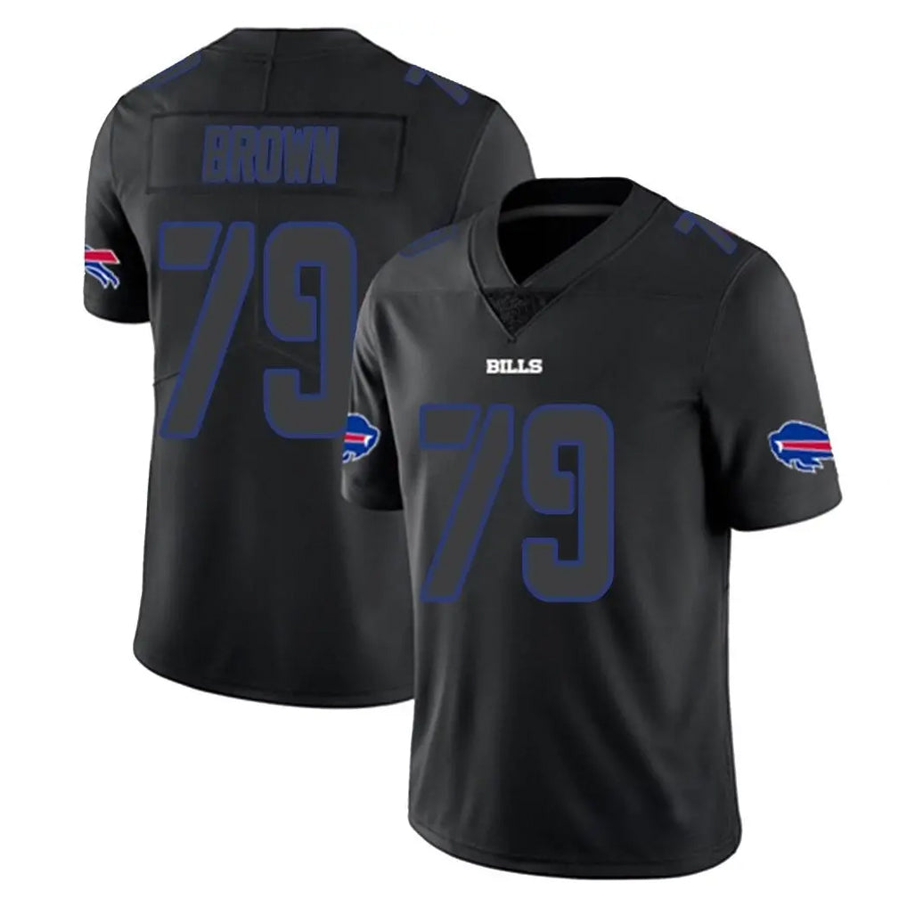 B.Bills #79 Spencer Brown Player Black Impact Limited Home Game Edoa Stitched Jerseys