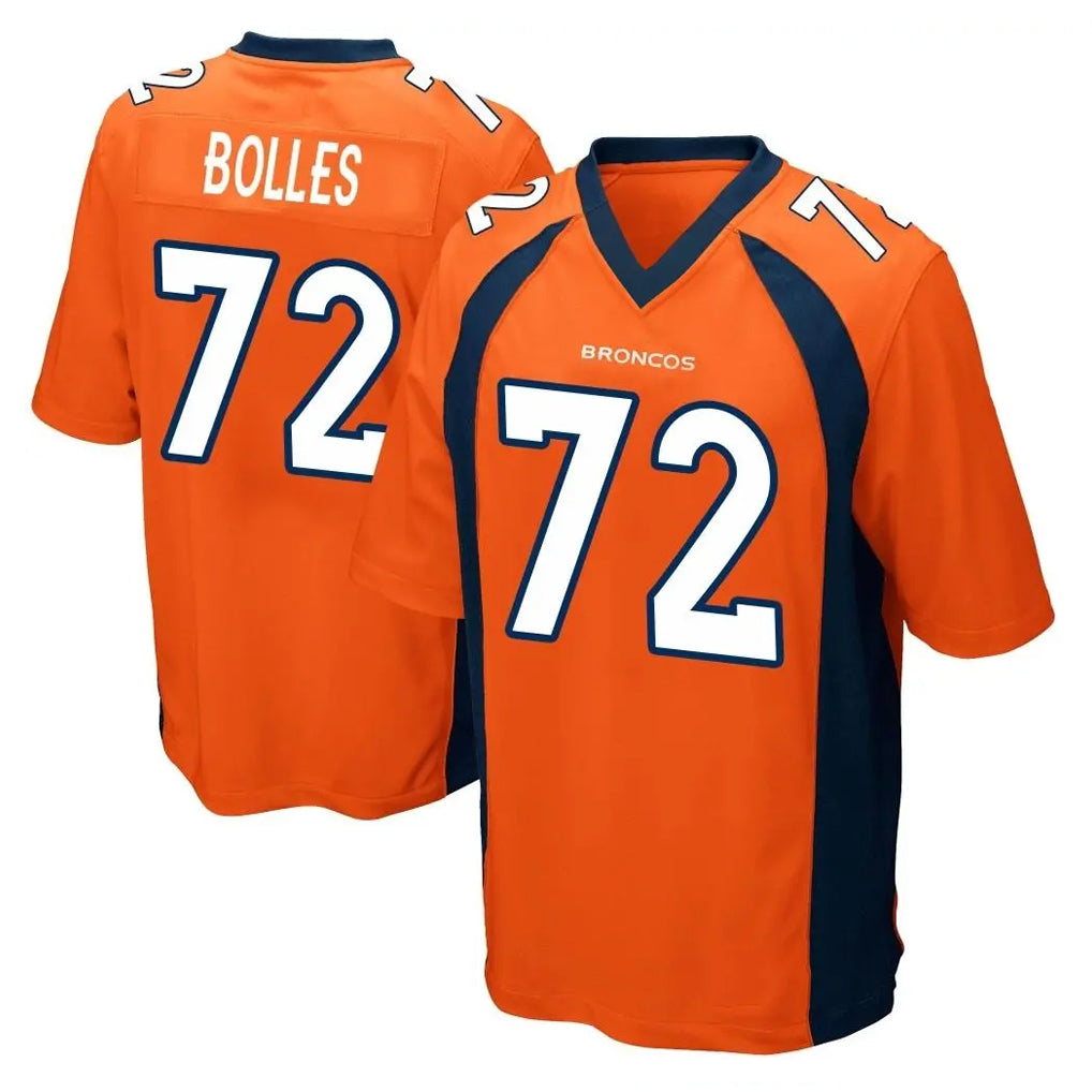 D.Broncos #72 Garett Bolles Player Orange Color Home Game Edoa Stitched Jerseys