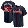 A.Braves #56 Spencer Schwellenbach Player Navy Home Game Edoa Stitched Jerseys