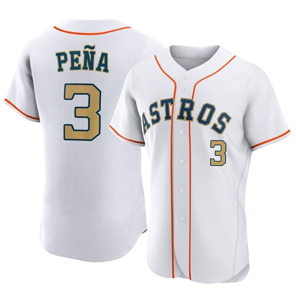 H.Astros #3 Jeremy Pe?a Player Gold Collection Limited Elite Home Edoa Stitched Jerseys