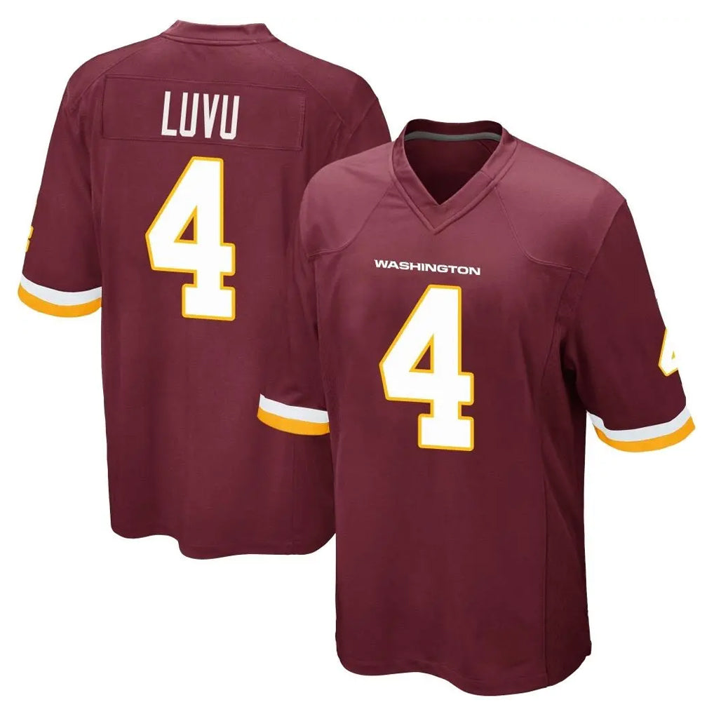 W.Commanders #4 Frankie Luvu Player Burgundy Team Color Home Game Edoa Stitched Jerseys