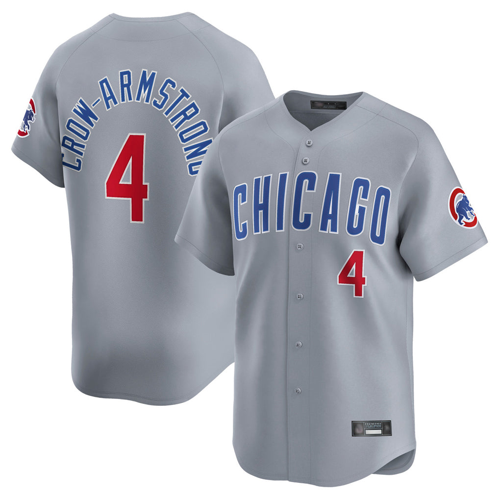 C.Cubs #4 Pete Crow-Armstrong Player Gray Road Limited Home Edoa Stitched Jerseys