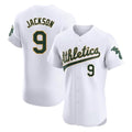 Athletics #9 Reggie Jackson Player White Limited Elite Home Game Edoa Stitched Jerseys