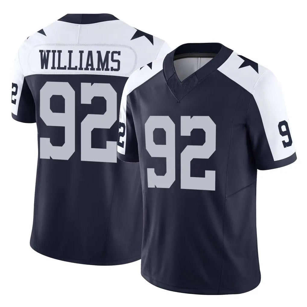 D.Cowboys #92 Quinnen Williams Player Navy-White Limited Alternate Vapor F.U.S.E. Home Game Edoa Stitched Jerseys
