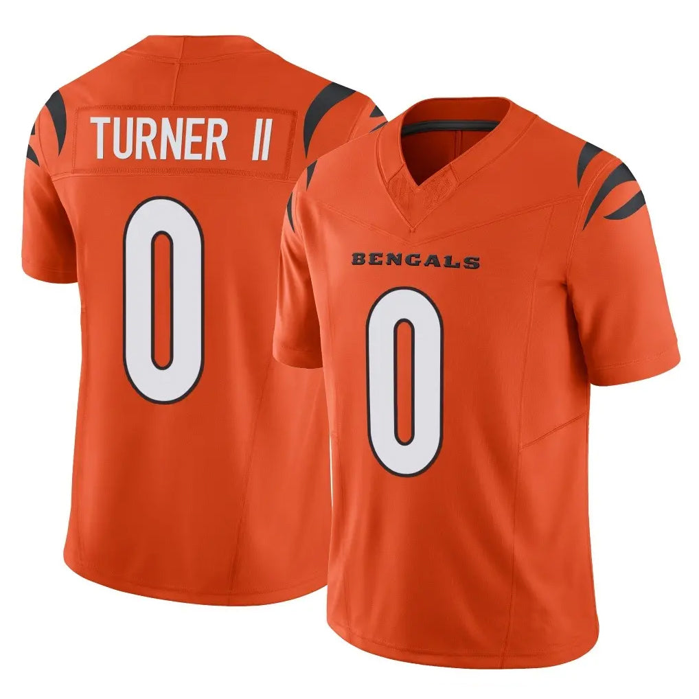 C.Bengals #0 DJ Turner II Player Orange Vapor F.U.S.E. Limited Home Game Edoa Stitched Jerseys