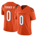C.Bengals #0 DJ Turner II Player Orange Vapor F.U.S.E. Limited Home Game Edoa Stitched Jerseys