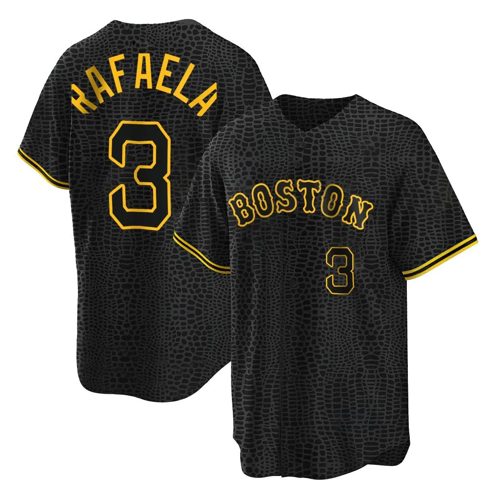 B.Red Sox #3 Ceddanne Rafaela Player Black Snake Skin City Home Game Edoa Stitched Jerseys