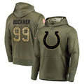 IN.Colts #99 DeForest Buckner Player Olive Salute to Service Pullover Hoodies Home Game Edoa Stitched Jerseys