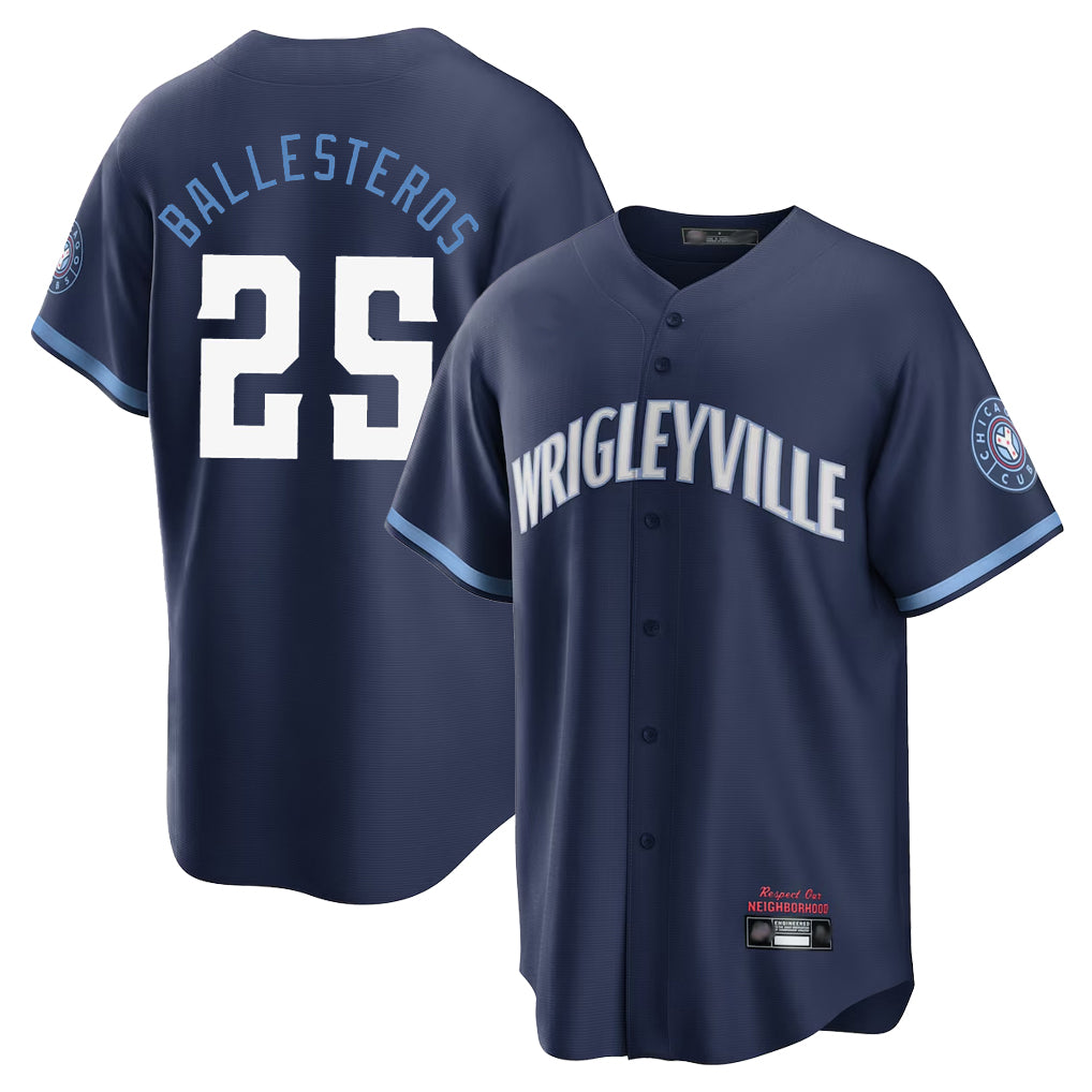 C.Cubs #25 Mois¨¦s Ballesteros Player Navy City Connect Home Game Edoa Stitched Jerseys