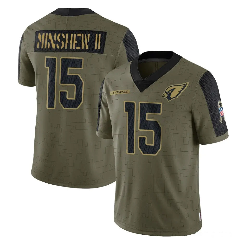 A.Cardinals #15 Gardner Minshew II Player Olive Salute To Service Limited Game Edoa Stitched Jerseys