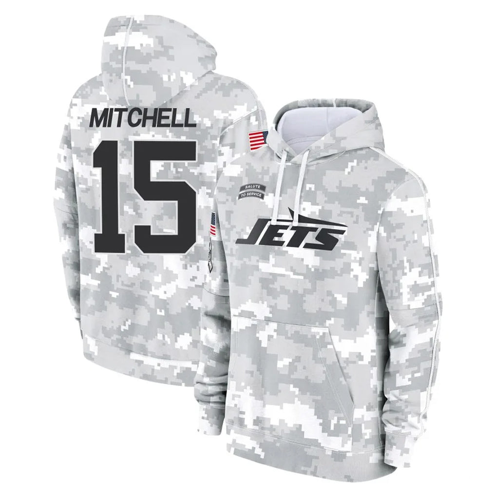 NY.Jets #15 Adonai Mitchell Player Arctic Camo Salute to Service Pullover Hoodies Limited Game Edoa Stitched Jerseys